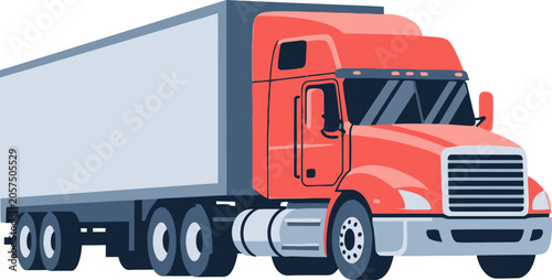Large Semi Truck Front View.