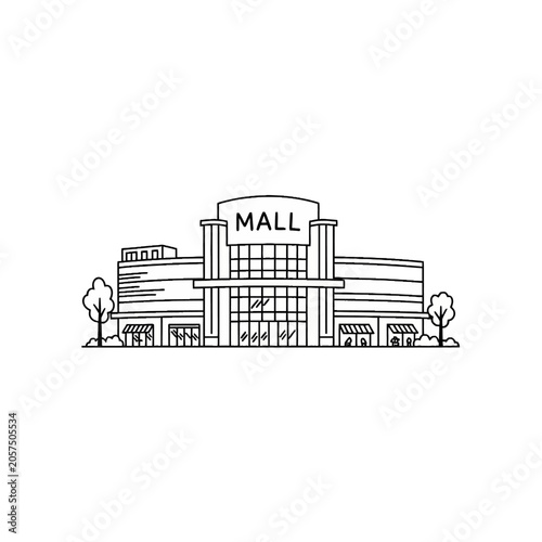 Large Shopping Mall Building Exterior Architecture.