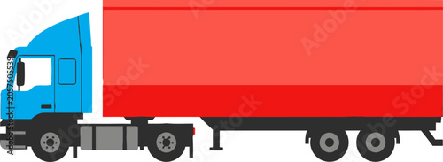 Large Red Semi Truck Trailer.