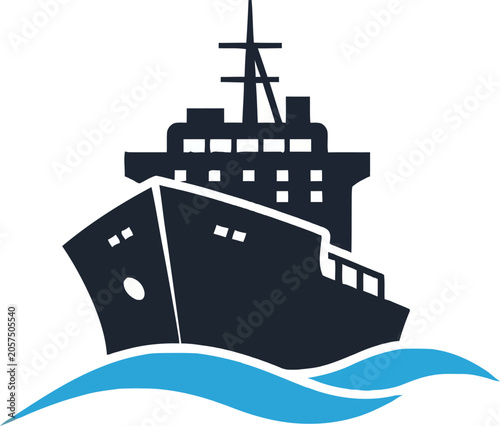 Large Ship Sailing on Water Surface.