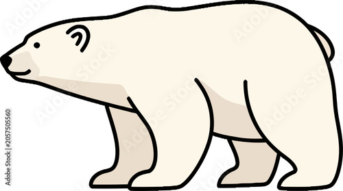 Large White Polar Bear Walking Sideways.