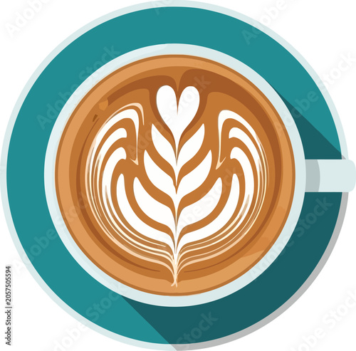 Latte Art - A Cup of Coffee with a Floral Design.