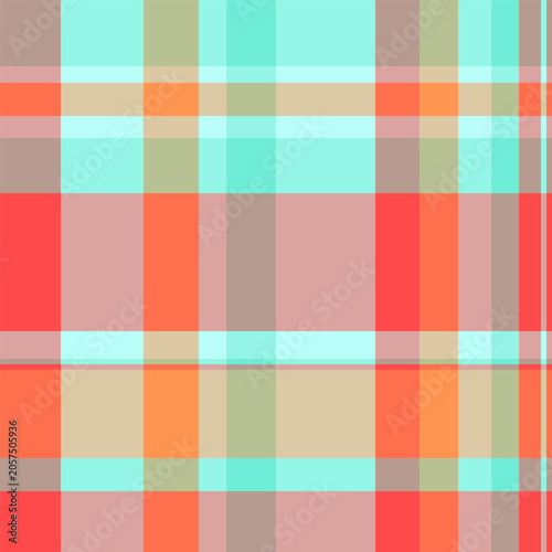 Warm seamless check background, editable fabric tartan pattern. Ragged vector textile plaid texture in light and pastel colors.