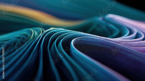 Vibrant Teal Blue and Purple Satin Fabric Wrinkled Texture Close Up Abstract Background folds