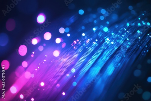 Vibrant Blue and Pink Light Streaks with Bokeh Blur Abstract Background