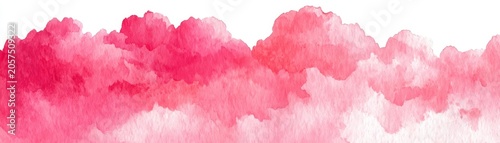 Soft pink watercolor clouds float gently across the frame