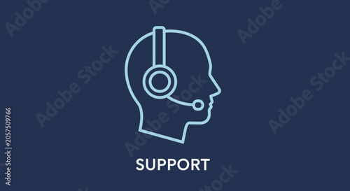 Support Representative Wearing Headset.