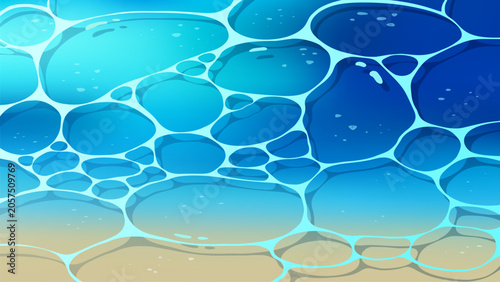 Foto Cartoon vector illustration transparent pure blue water surface with sun caustics and highlights