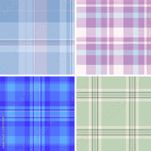 Plaid pack ideal for relaxed fashion pieces. Vector designs suit skirts, tunics, blouses, and casual layering.