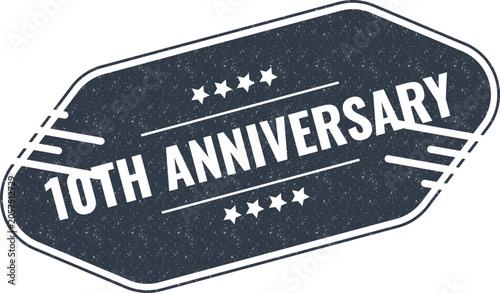 Fotografie Rustic style badge sticker celebrating a tenth anniversary event with classic vi