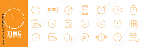 Billede på lærred Time Clock outline icon set