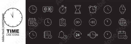 Fotografi Time Clock outline icon set