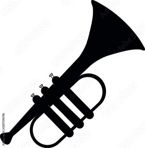 Trumpet silhouette style icon design, Music sound melody song musical art and composition theme Vector illustration