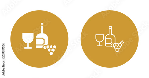 Wine Glass and Grapes Icon Design