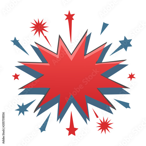 Red starburst pattern with stars and stripes