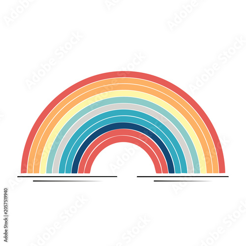 Flat rainbow arch vector illustration