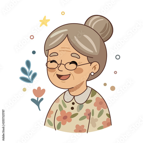 Elderly woman cartoon avatar icon