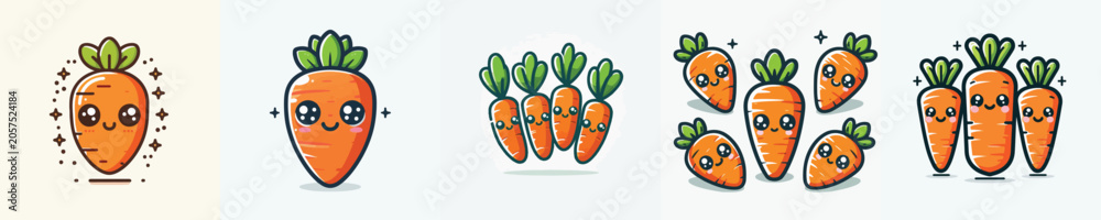 Naklejka premium set of cute and adorable carrot vectors