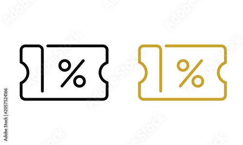 Coupon Bold Outline Icon. Vector Voucher Discount Promo Symbol Isolated on White Background