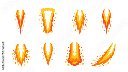 Canvas Print Set of stylized fire and explosion burst vector effects