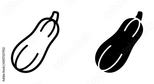 Foto Butternut Squash Icon Set, Outline and Silhouette, Healthy Food Vector Graphics