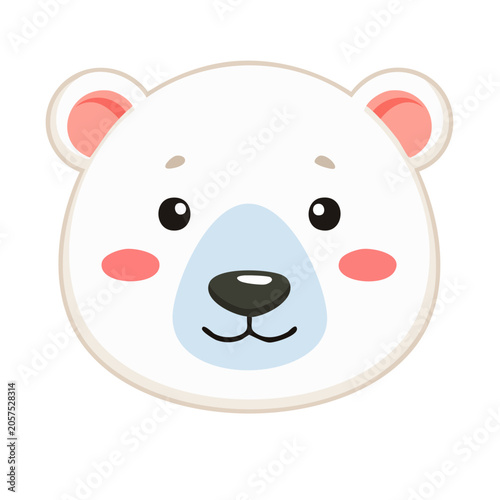 Cute cartoon polar bear face illustration