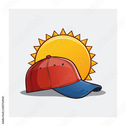 Hot air balloon with sun illustration