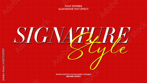 Signature Style Elegant Editable Illustrator Text Effect Vector Typography Graphic Template