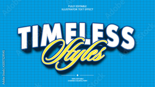 Timeless Styles Bold 3D Editable Illustrator Text Effect Vector Typography Design Template