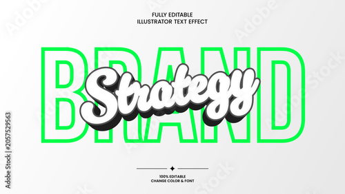 Fully Editable Brand Strategy 3D Illustrator Text Effect Vector Typography Template Design