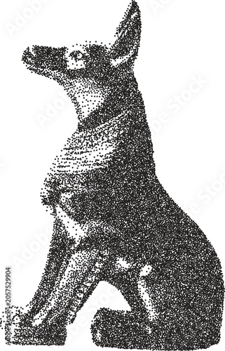 Tableau sur toile Anubis vintage y2k stipple art, jackal halftone stipple brutalist retro vector p