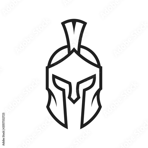 Spartan Helmet Icon Black Line Art.