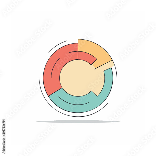 Flat design pie chart with colored segments