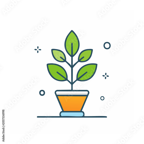 Flat design potted plant vector icon