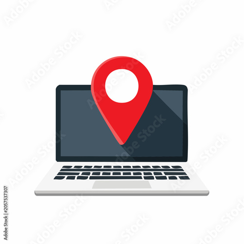 Laptop with Red Location Pin Icon