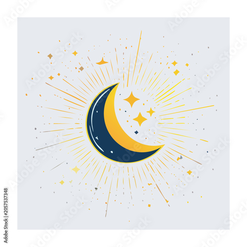 Minimalist owl silhouette with stars and moon