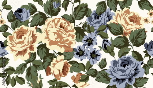 Quadro su tela Seamless flowers pattern in vector