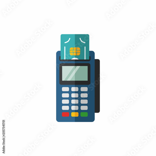 Payment terminal with credit card.