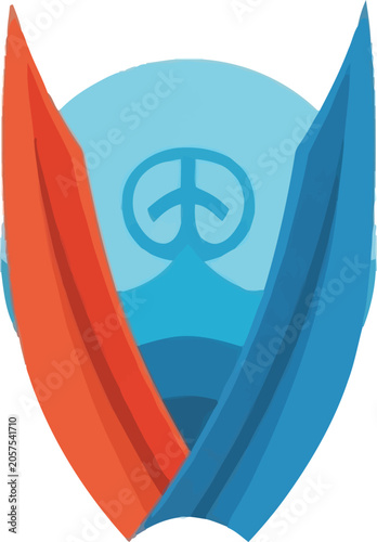 Peace sign logo with wings symbol.