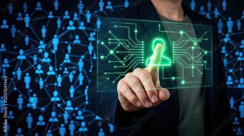 Fototapeta premium Digital Network Connection and Human Resources Management Concept.