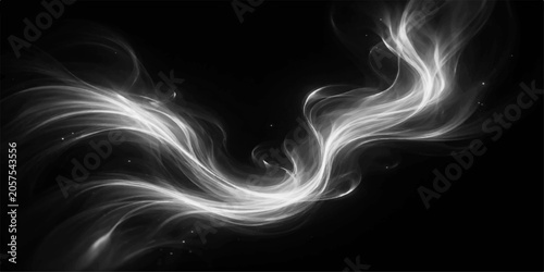Foto Ethereal Smoke Wisps: Delicate, glowing wisps of smoke or light weave and curl against a dark background, creating a sense of mystery and elegance