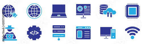 Computer Network and Web Technology Solid Icons Set	