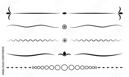 Set of vintage decorative line, text dividers, line border. Lines separators, borders, vintage dividers, underline elements. PNG available, vector