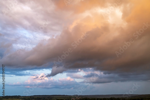 colorful dramatic sky with cloud at sunset