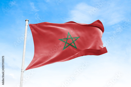 Obraz na płótnie Morocco national flag waving against blue sky