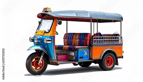 Colorful Traditional Tuk Tuk Isolated on White Background