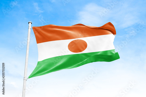 Canvastavla Niger national flag waving against blue sky