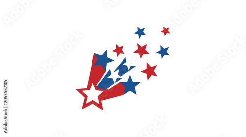 Patriotic shooting stars in red and blue colors.