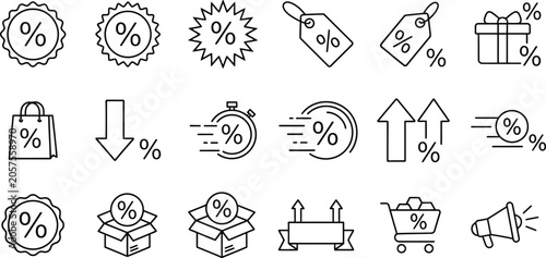 Set of percentage icons and symbols for sales discounts and shopping promotions Vector