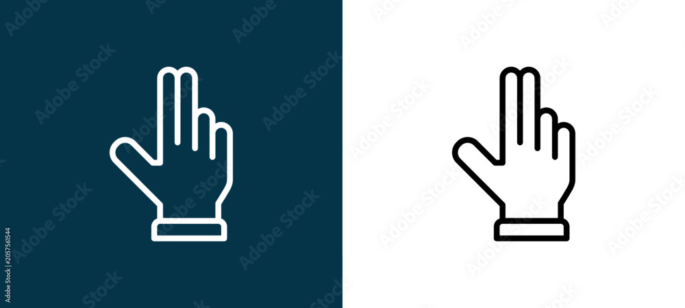 Obraz premium Two-tone line icon pair in black and white, editable stroke vector illustration for web, mobile apps, UI design, branding, and print from Hand Sign